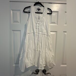 J. Crew White Sleeveless Tiered Dress